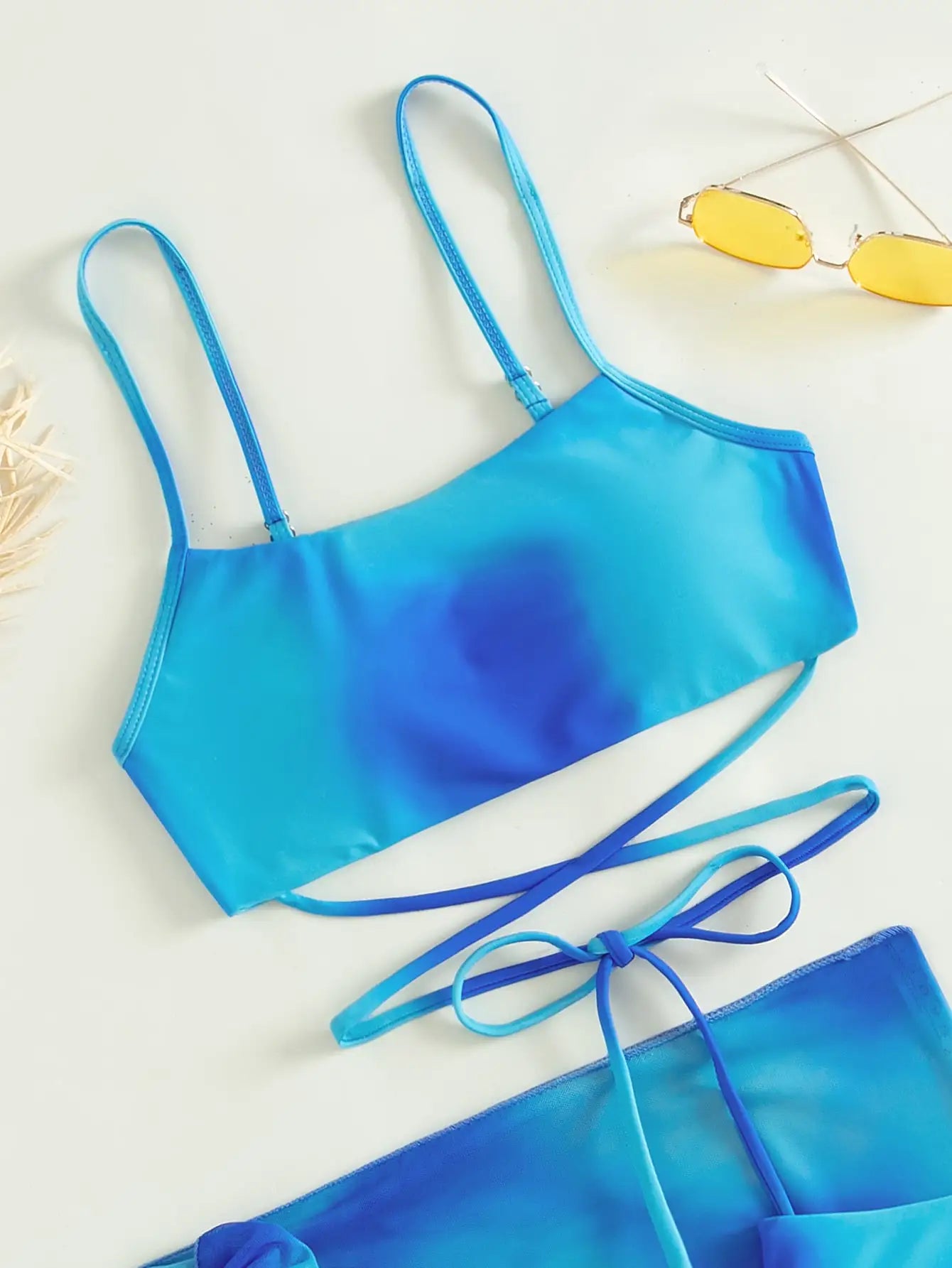 Sunset Lace-Up 3 Pcs Swim Set Bikini 3 Pcs Suit Set | Chuzko.com