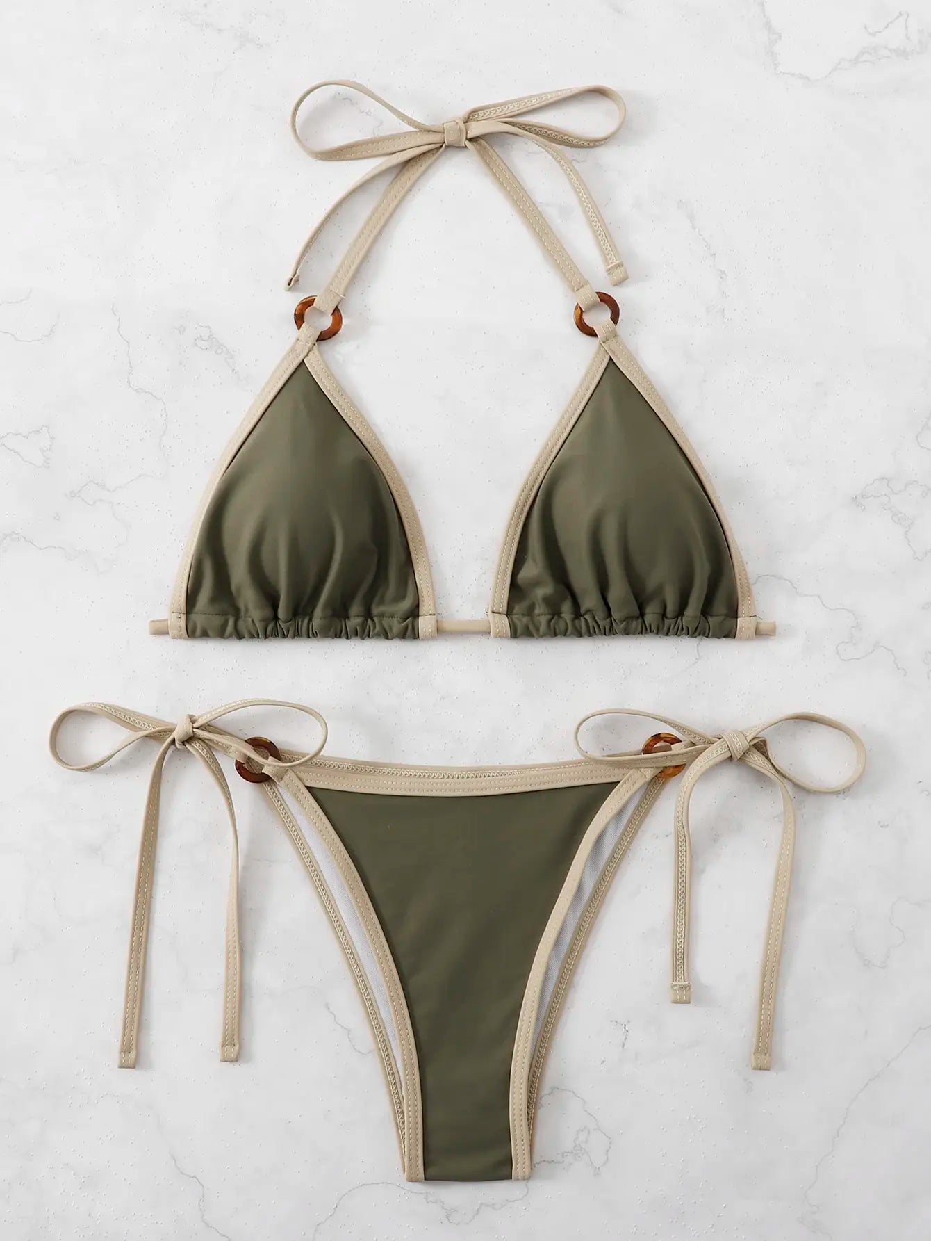 Sun Lover's Trimmed Triangle Bikini Suit Bikini Suits | Chuzko.com