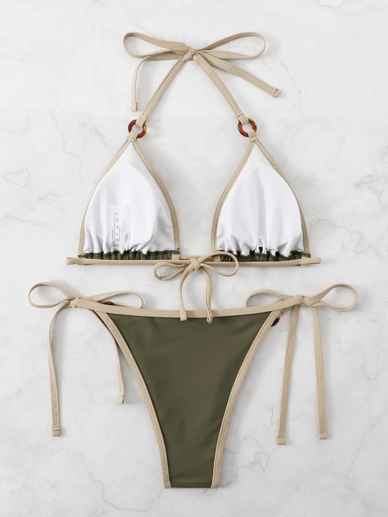 Sun Lover's Trimmed Triangle Bikini Suit Bikini Suits | Chuzko.com