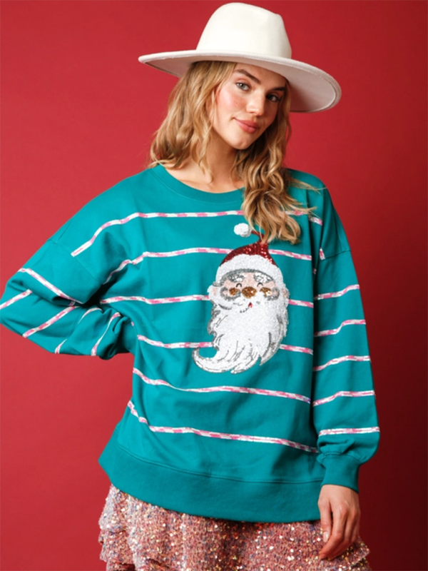 Sparkle Santa Holiday Top Sequined Sweatshirt Sweatshirts | Chuzko.com