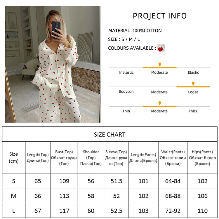 Cotton Love Print Pajamas Women's Long Sleeve Shirt &amp; Pants Set | Chuzko.com