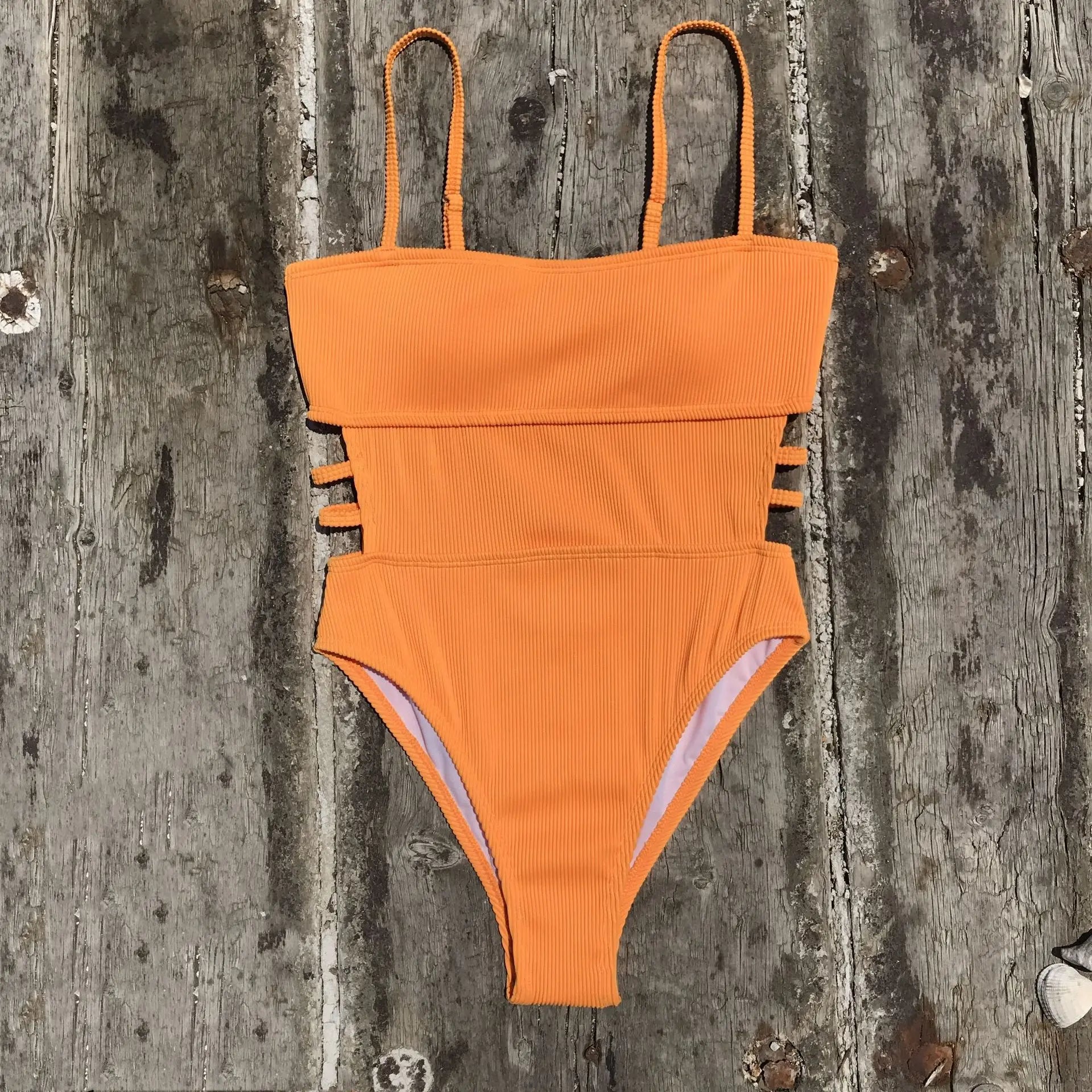 Trendy Ribbed Cut-Out Monokini for Beach & Pool Monokini | Chuzko.com