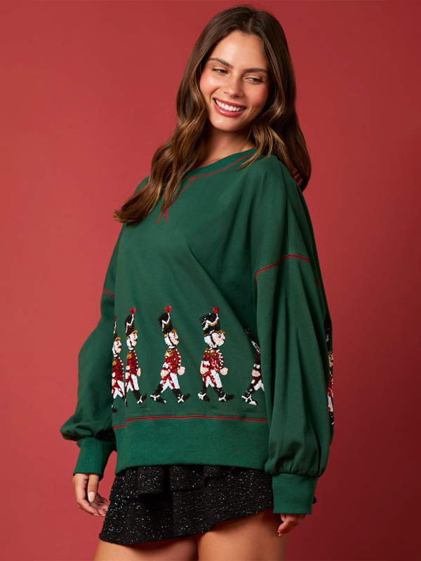 Sequin Soldier Christmas Sweater Holiday Sweatshirt Sweatshirts | Chuzko.com