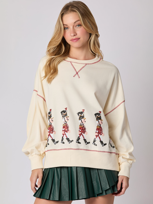 Sequin Soldier Christmas Sweater Holiday Sweatshirt Sweatshirts | Chuzko.com