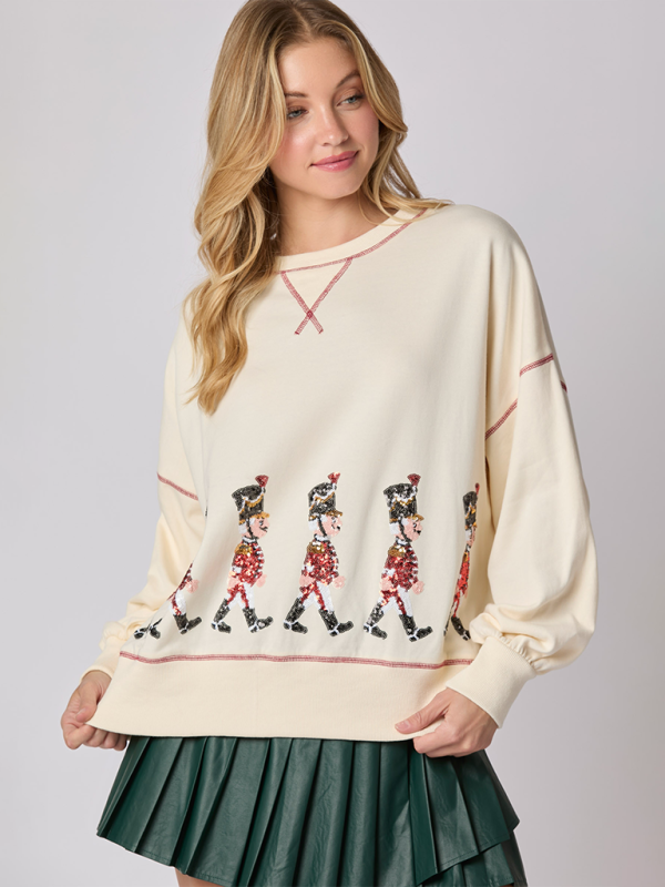 Sequin Soldier Christmas Sweater Holiday Sweatshirt Sweatshirts | Chuzko.com