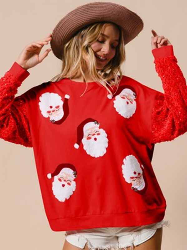 Festive Sequin Sweatshirt December Fashion Sweater Sweatshirts | Chuzko.com