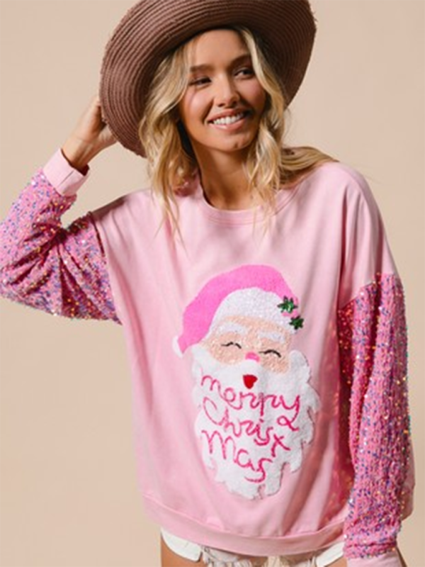 Festive Sequin Sweatshirt December Fashion Sweater Sweatshirts | Chuzko.com