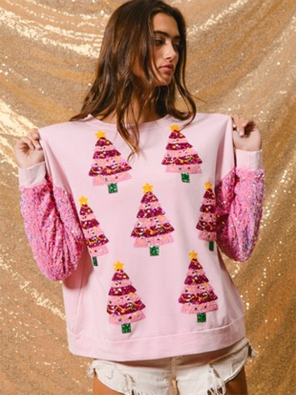 Festive Sequin Sweatshirt December Fashion Sweater Sweatshirts | Chuzko.com