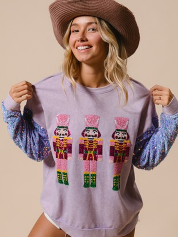 Festive Sequin Sweatshirt December Fashion Sweater	