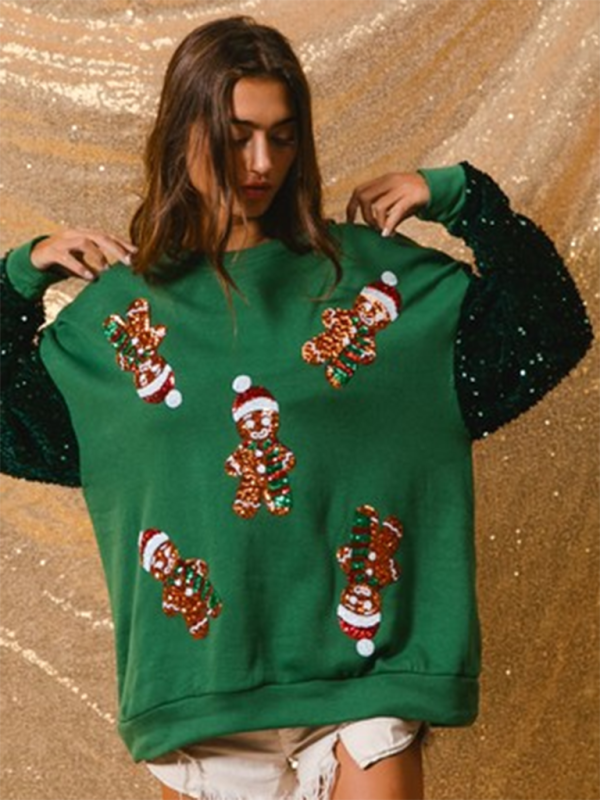 Festive Sequin Sweatshirt December Fashion Sweater Sweatshirts | Chuzko.com