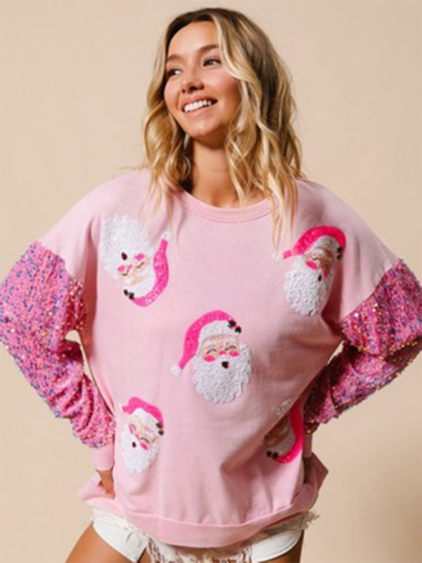 Festive Sequin Sweatshirt December Fashion Sweater Sweatshirts | Chuzko.com