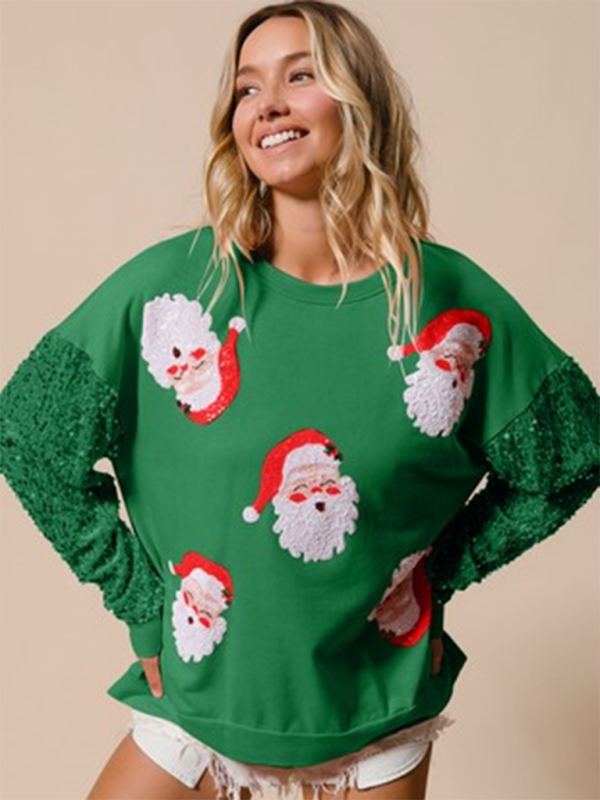 Festive Sequin Sweatshirt December Fashion Sweater Sweatshirts | Chuzko.com