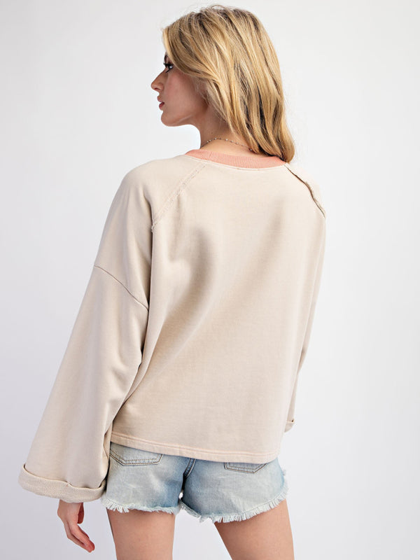 Artisan Patchwork Top Creative Boho Sweater Sweatshirts | Chuzko.com