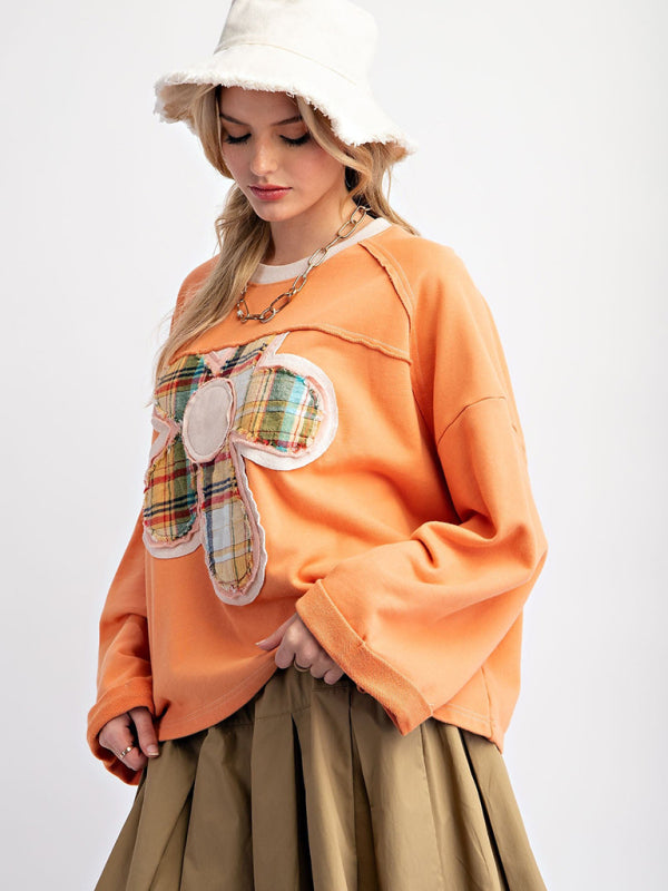 Artisan Patchwork Top Creative Boho Sweater Sweatshirts | Chuzko.com