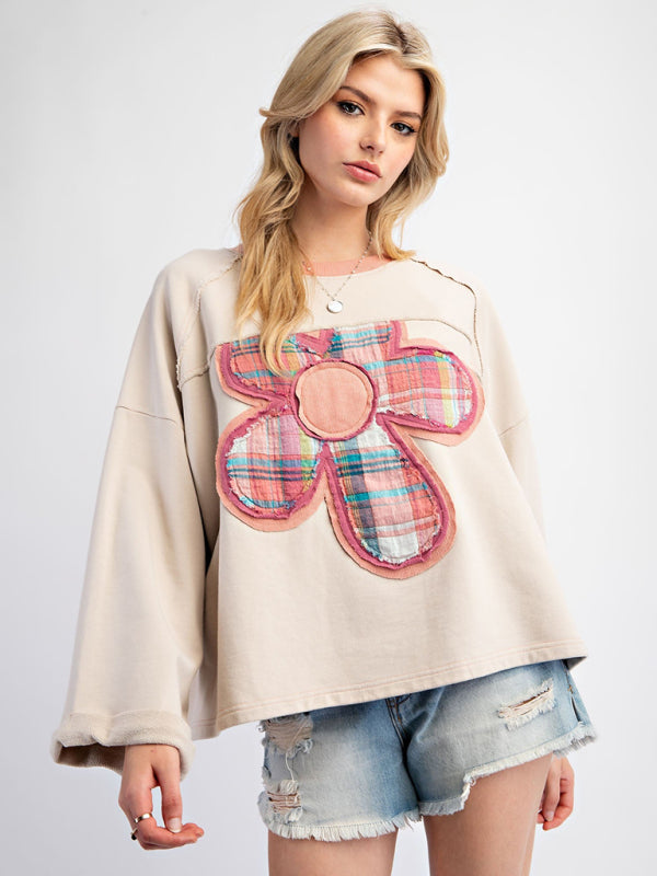 Artisan Patchwork Top Creative Boho Sweater Sweatshirts | Chuzko.com