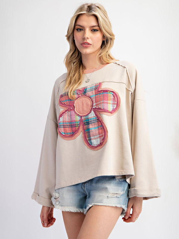 Artisan Patchwork Top Creative Boho Sweater Sweatshirts | Chuzko.com