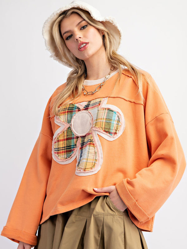 Artisan Patchwork Top Creative Boho Sweater Sweatshirts | Chuzko.com