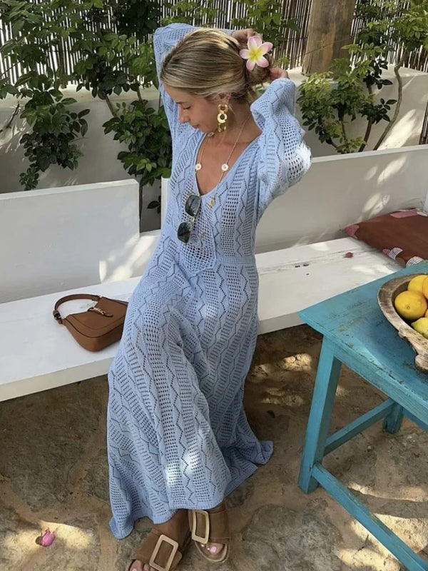 Boho Knit Maxi for Beach Days Vacation Dress Vacation Dresses | Chuzko.com