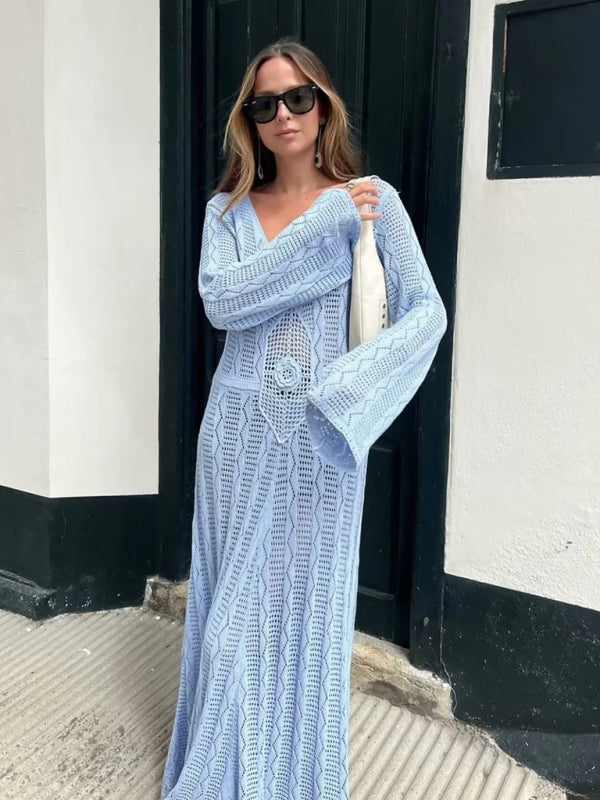 Boho Knit Maxi for Beach Days Vacation Dress Vacation Dresses | Chuzko.com