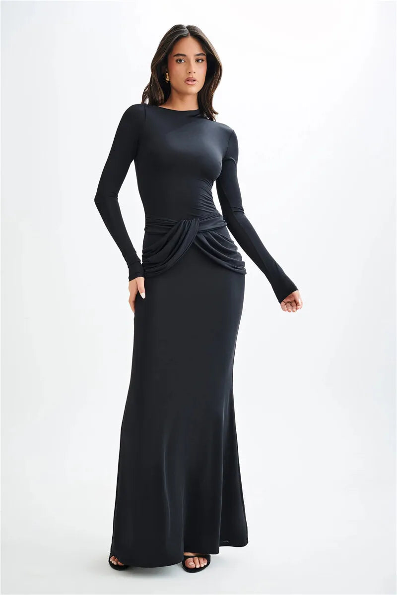 Winter Diagonal Collar Maxi Dress for Formal Wear Maxi Dresses | Chuzko.com