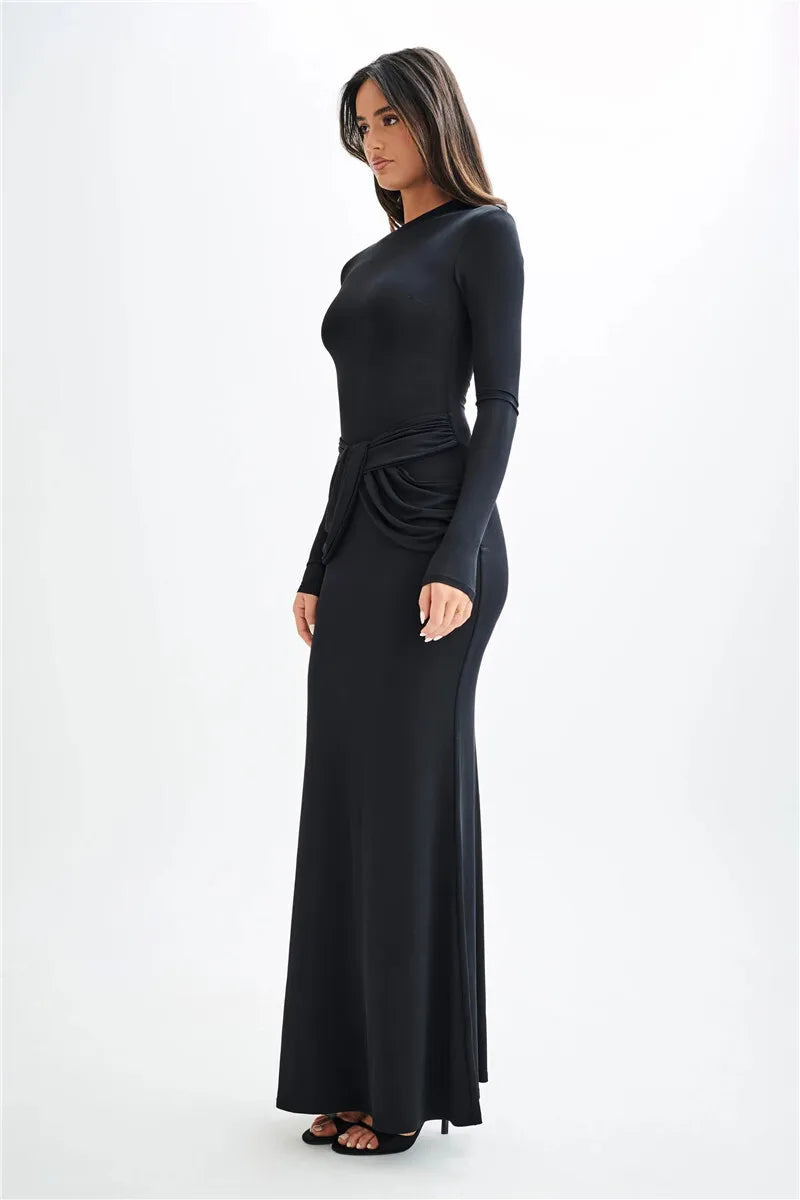 Winter Diagonal Collar Maxi Dress for Formal Wear Maxi Dresses | Chuzko.com