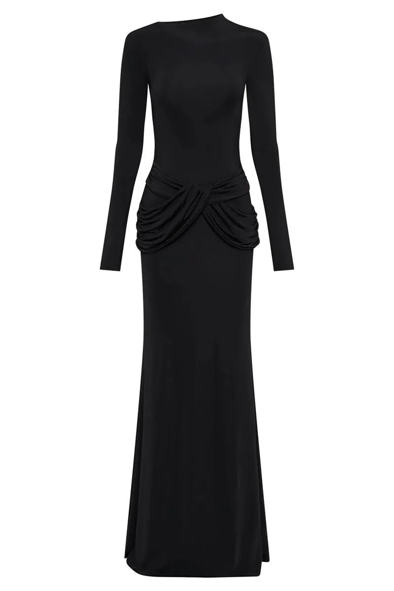 Winter Diagonal Collar Maxi Dress for Formal Wear Maxi Dresses | Chuzko.com