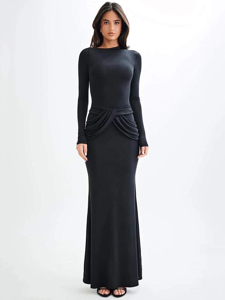 Winter Diagonal Collar Maxi Dress for Formal Wear Maxi Dresses | Chuzko.com