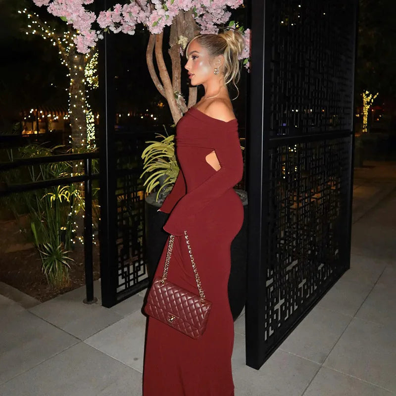 Elegant Long Sleeve Backless Bodycon Dress Evening Dresses | Chuzko.com