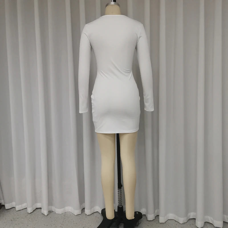 Elegant White Bodycon Mini Dress Mini Dresses | Chuzko.com