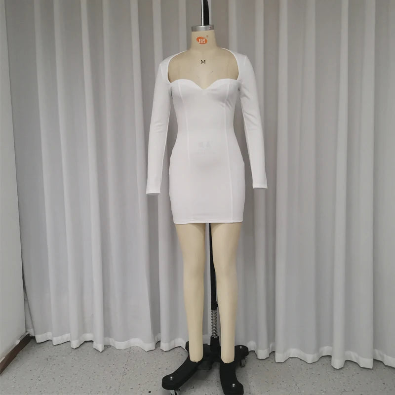 Elegant White Bodycon Mini Dress Mini Dresses | Chuzko.com