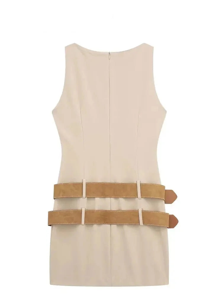 Bodycon Mini Dress with Double Belts for Cocktails Mini Dresses | Chuzko.com