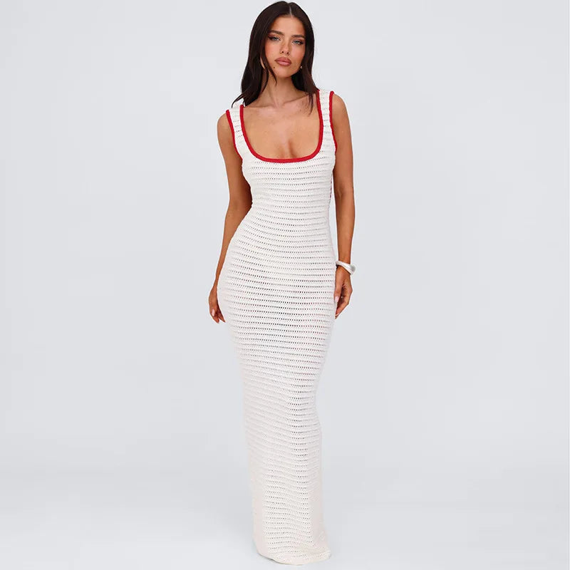 White Crochet Backless Maxi Dress – Summer Beach Vibes Beach | Chuzko.com