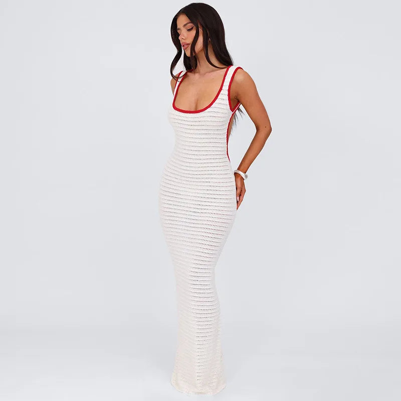 White Crochet Backless Maxi Dress – Summer Beach Vibes Beach | Chuzko.com