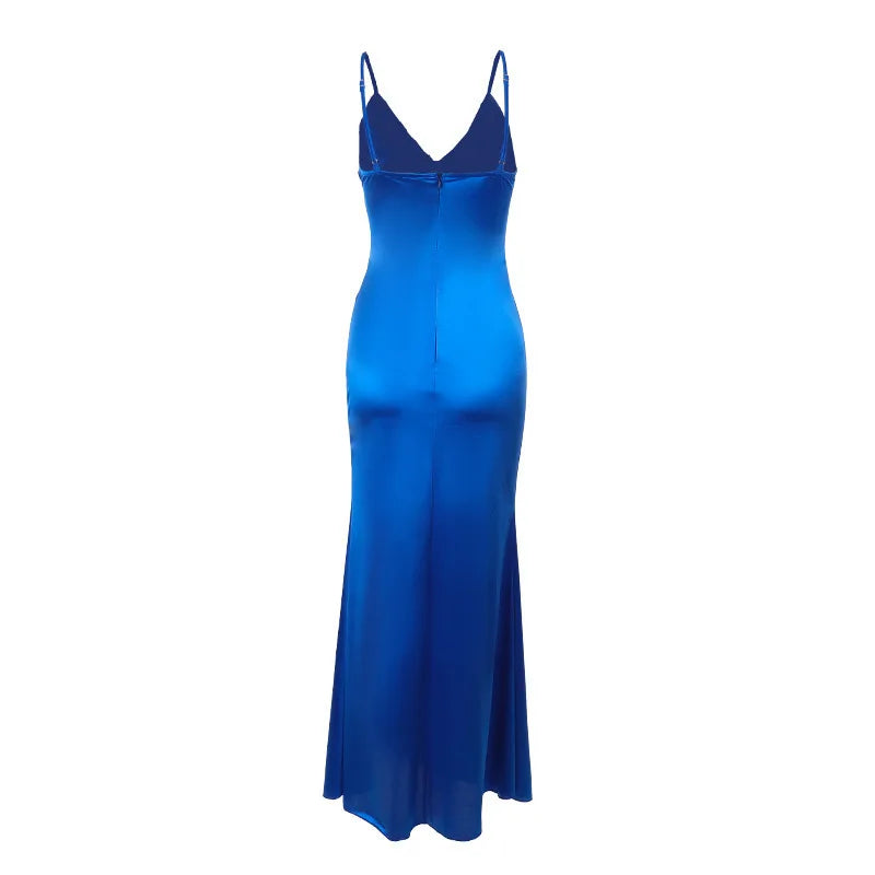 Ruched Bust Gala Bodycon Maxi Dress with Spaghetti Straps Gala | Chuzko.com