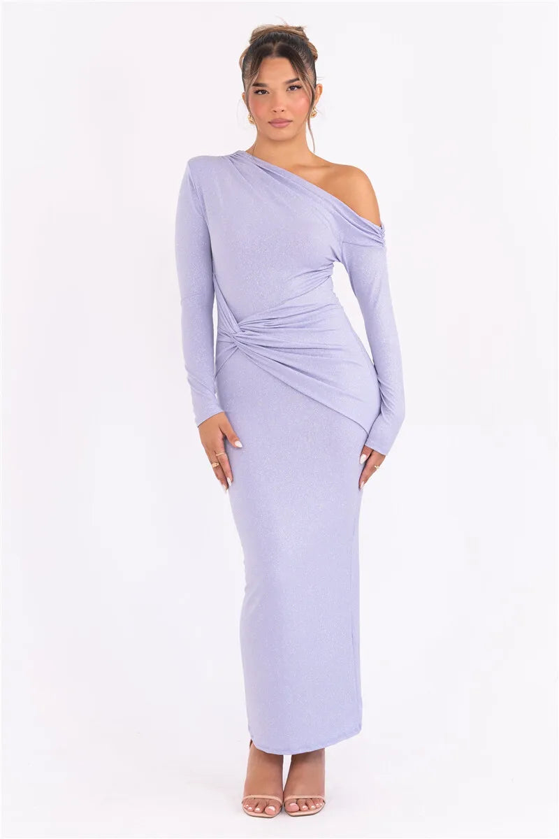 Shimmer Ruched Maxi Dress – Glam Evening Gown Evening Gown | Chuzko.com