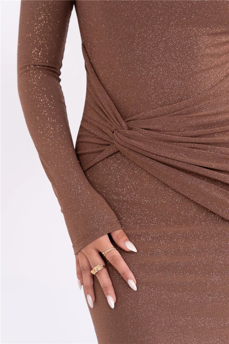 Shimmer Ruched Maxi Dress – Glam Evening Gown Evening Gown | Chuzko.com