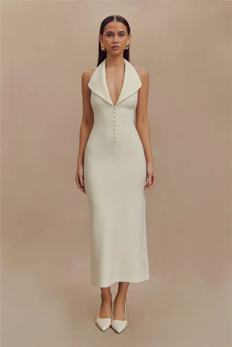 Sophisticated Backless Halter Dress for Formal Occasions Maxi | Chuzko.com