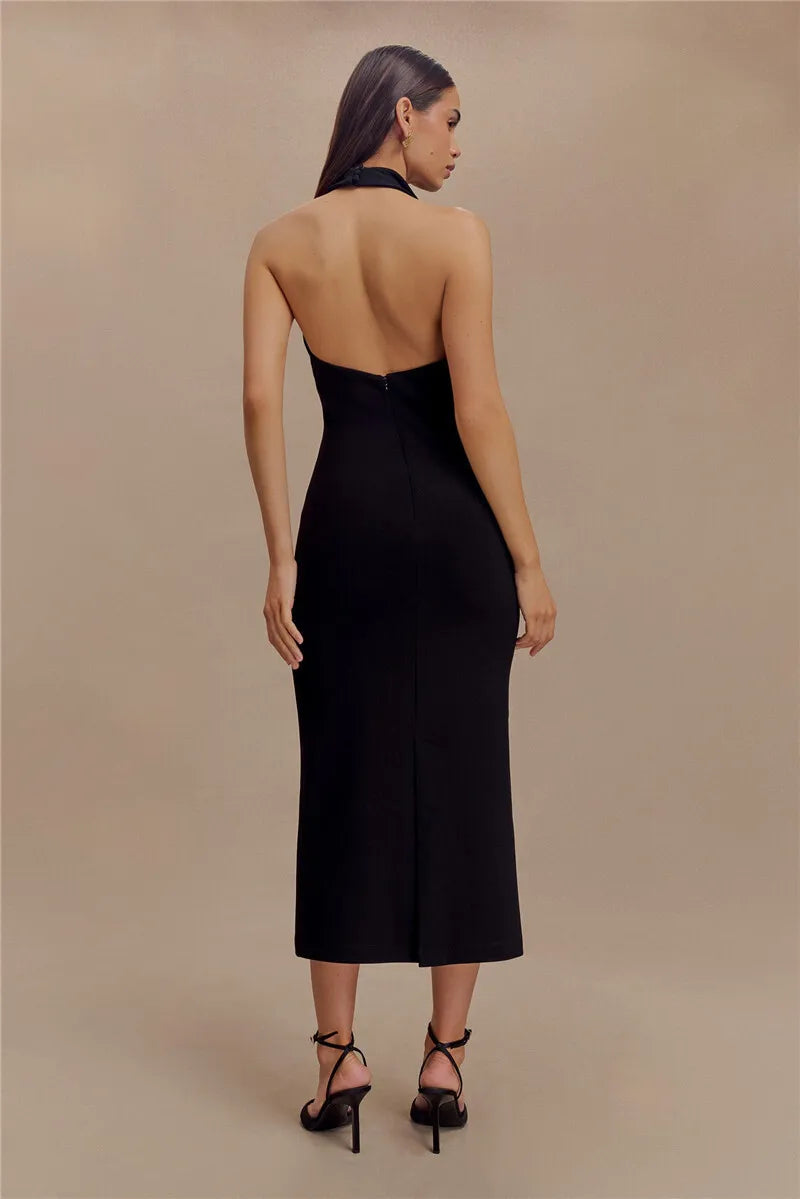 Sophisticated Backless Halter Dress for Formal Occasions Maxi | Chuzko.com