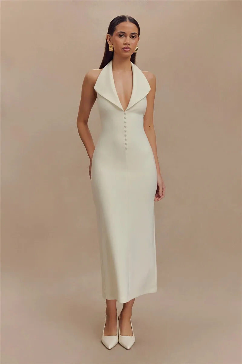 Sophisticated Backless Halter Dress for Formal Occasions Maxi | Chuzko.com