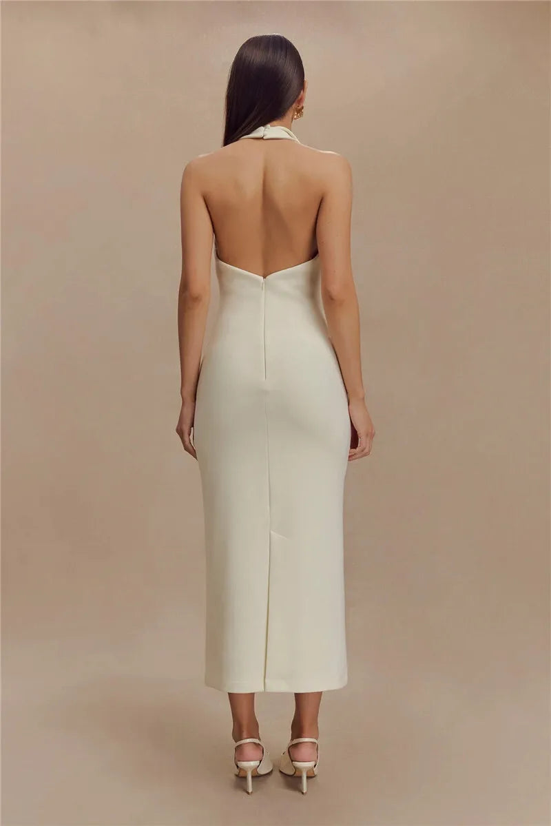 Sophisticated Backless Halter Dress for Formal Occasions Maxi | Chuzko.com