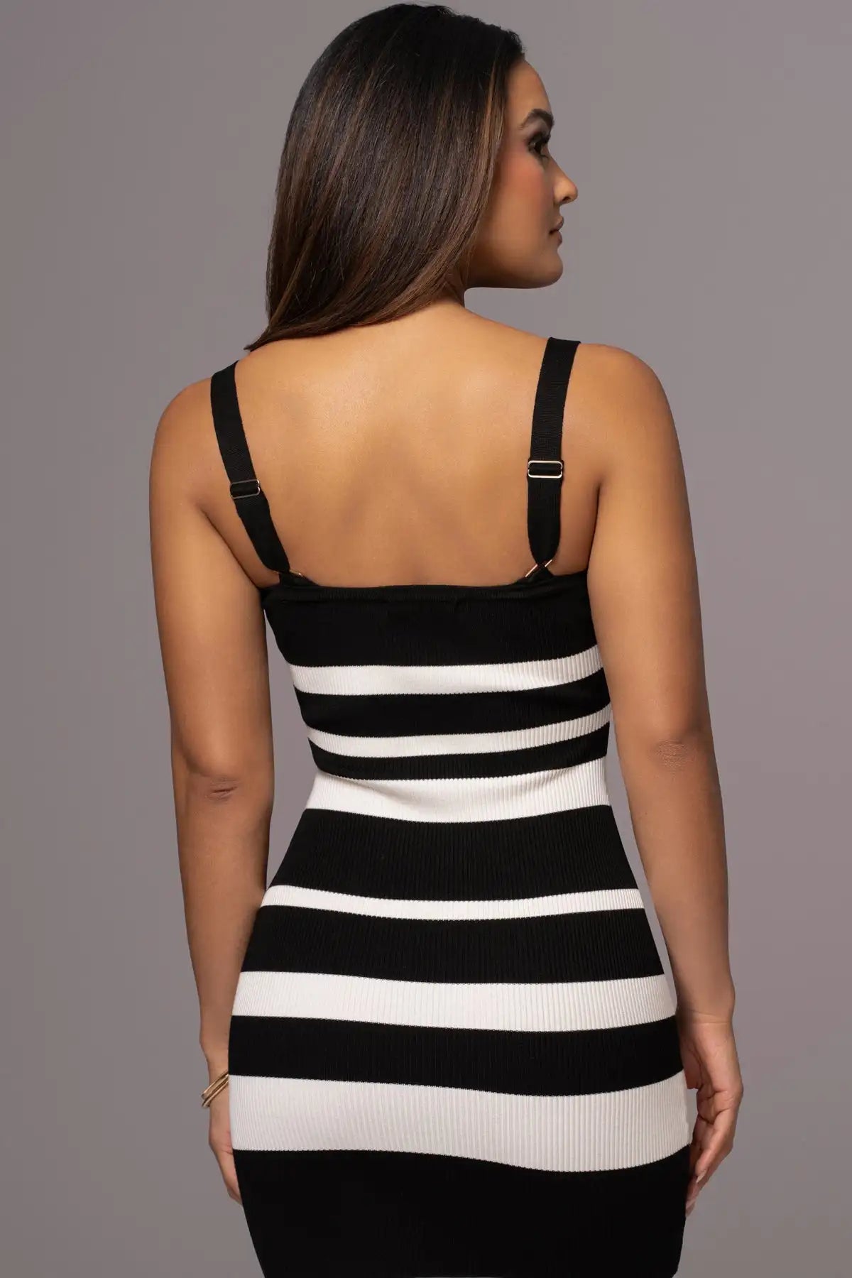 Ribbed Stripe Suspender Dress – Casual to Evening Wear Midi | Chuzko.com