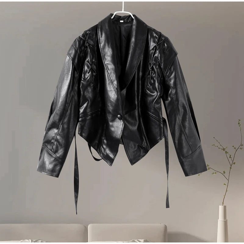 Faux Leather Jacket with Teddy Fur Lined Faux Leather Jackets | Chuzko.com