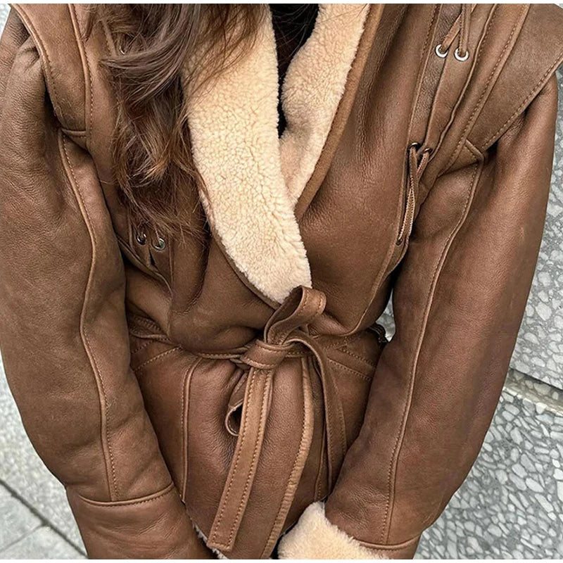 Faux Leather Jacket with Teddy Fur Lined Faux Leather Jackets | Chuzko.com