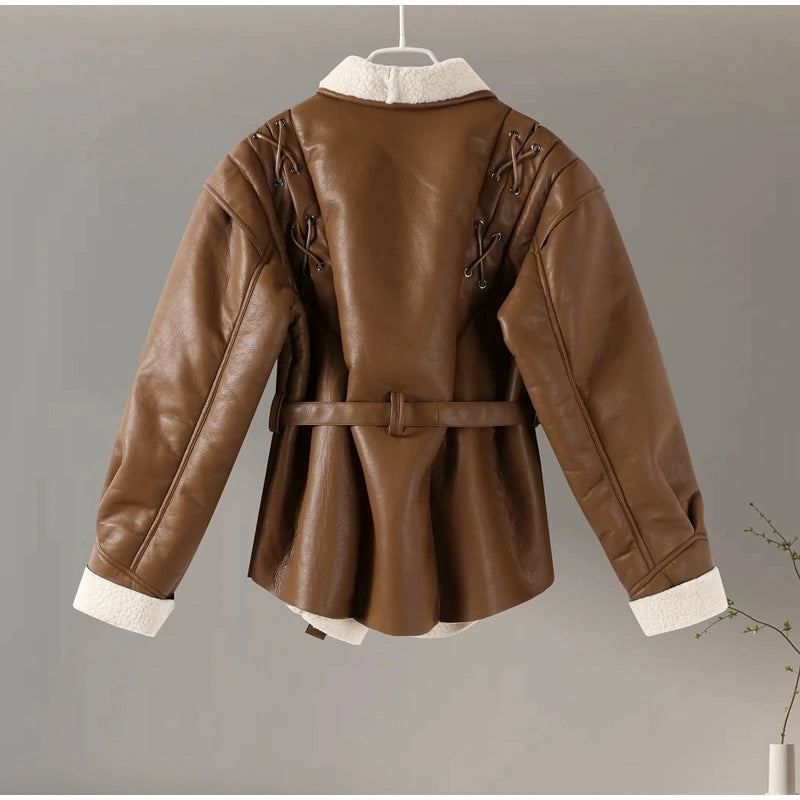 Faux Leather Jacket with Teddy Fur Lined Faux Leather Jackets | Chuzko.com