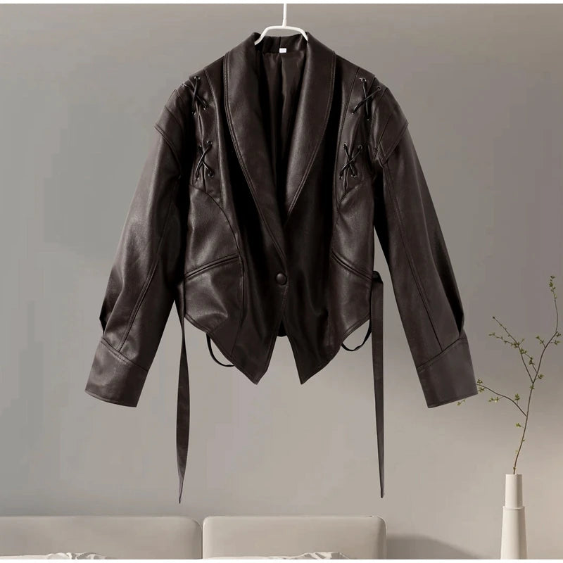 Faux Leather Jacket with Teddy Fur Lined Faux Leather Jackets | Chuzko.com