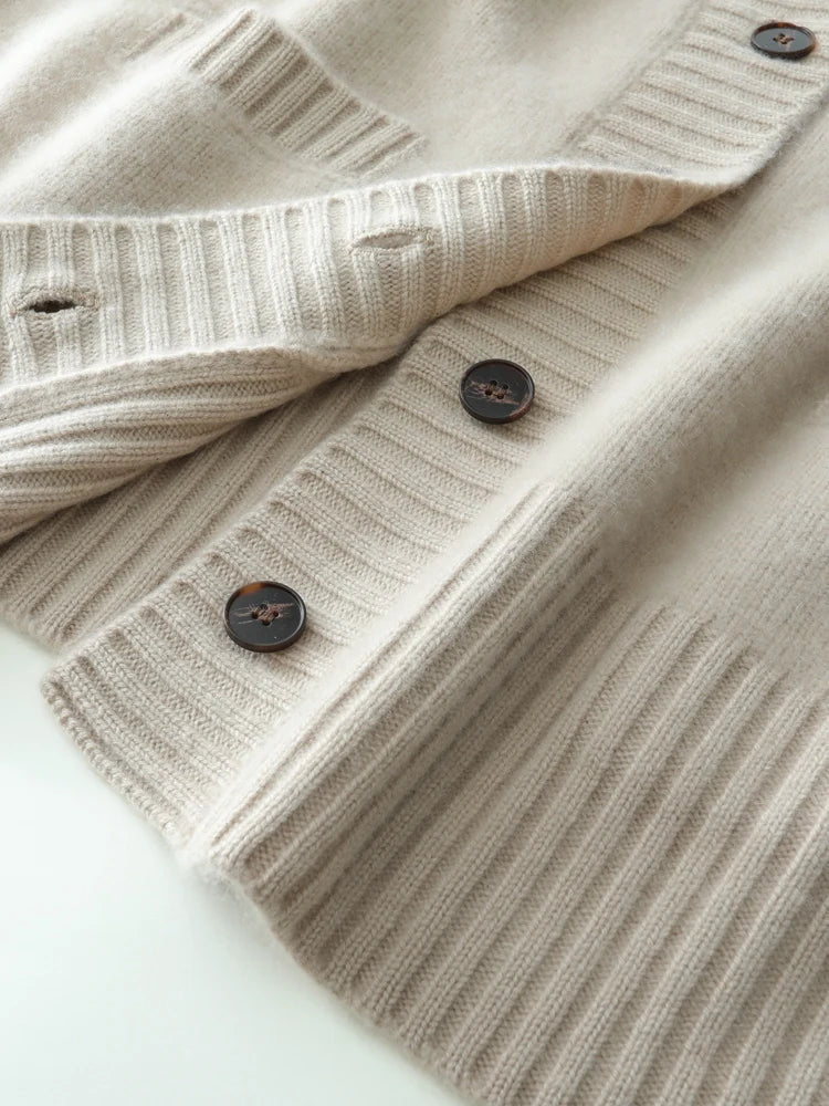 Elegant Winter Pure Cashmere Grandpa Cardigan Cardigans | Chuzko.com