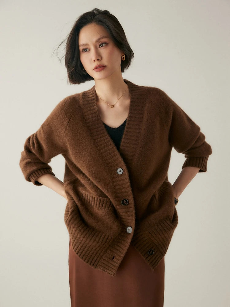 Elegant Winter Pure Cashmere Grandpa Cardigan Cardigans | Chuzko.com