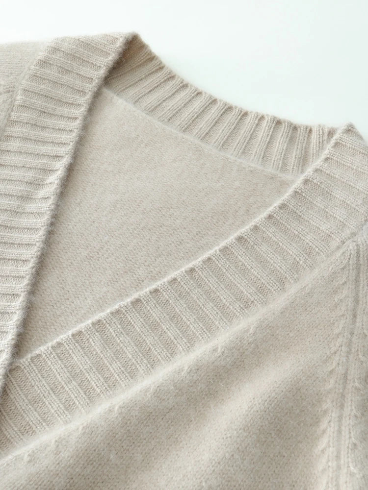 Elegant Winter Pure Cashmere Grandpa Cardigan Cardigans | Chuzko.com