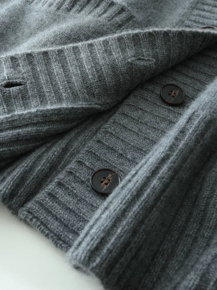 Elegant Winter Pure Cashmere Grandpa Cardigan Cardigans | Chuzko.com