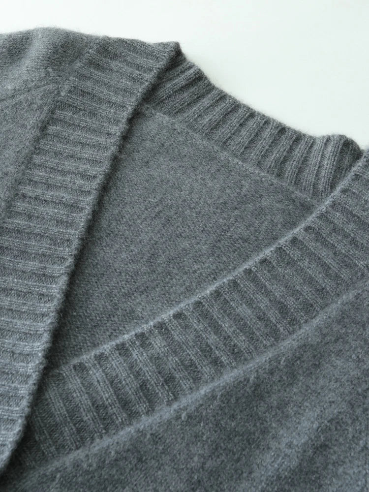 Elegant Winter Pure Cashmere Grandpa Cardigan Cardigans | Chuzko.com